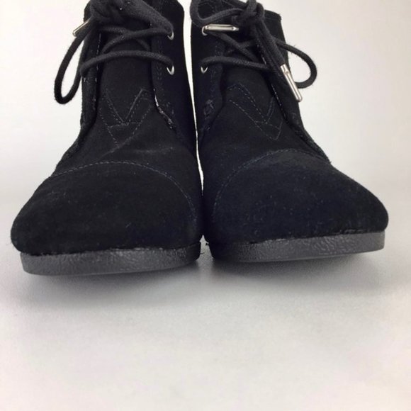 Toms Desert Wedge Black Suede Lace Up Ankle Boots 8.5 - Picture 6 of 16